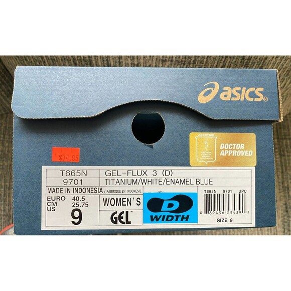 Women's Asics GEL-Flux 3 Running Shoes - Titanium/White/Enamel Blue - Size 9 D - Picture 9 of 11